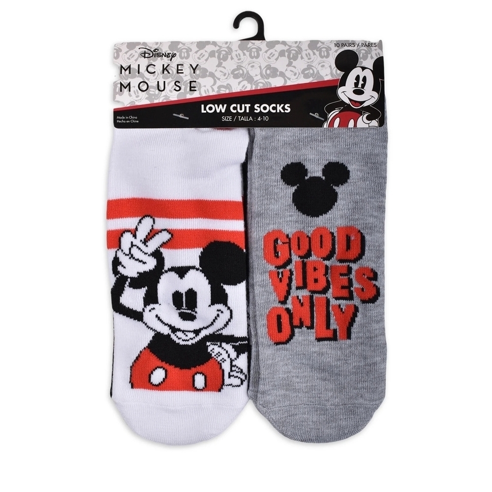 Disney Mickey Mouse Red and Gray Low Cut Socks